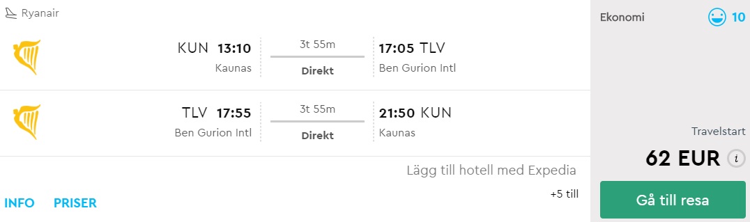 flights to israel tel aviv from lithuania