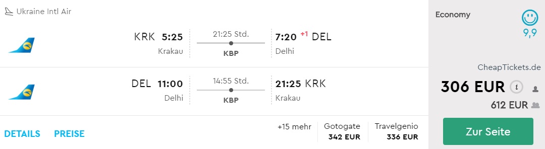 krakow delhi flights