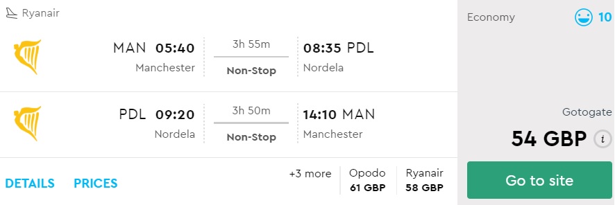 summer cheap flights from manchester to the azores