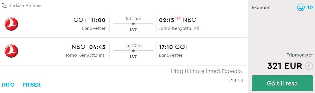 turkish airlines cheap flights sweden kenya