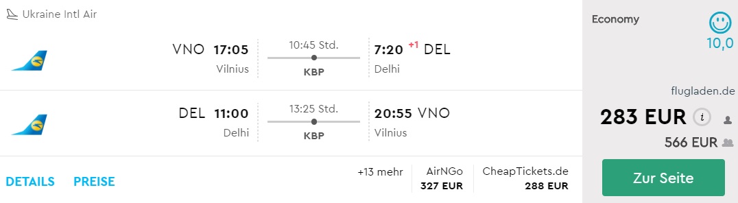 vilnius delhi flights