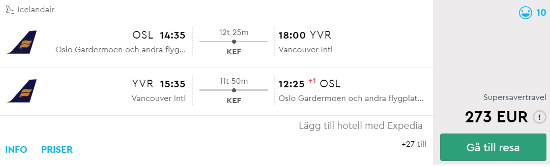 Cheap flights from Oslo to Vancouver Canada Icelandair