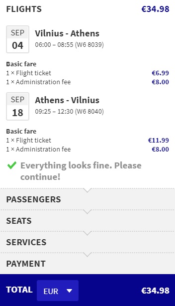 Cheap flights from Vilnius to ATHENS