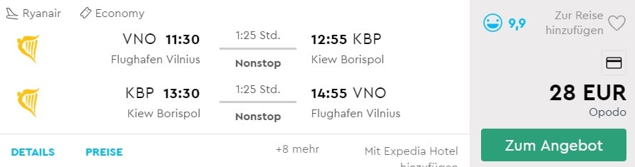 Cheap flights from Vilnius to KYIV ukraine