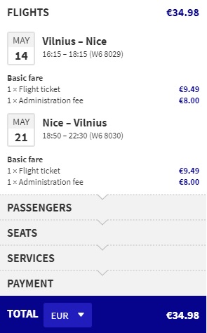 Cheap flights from Vilnius to NICE