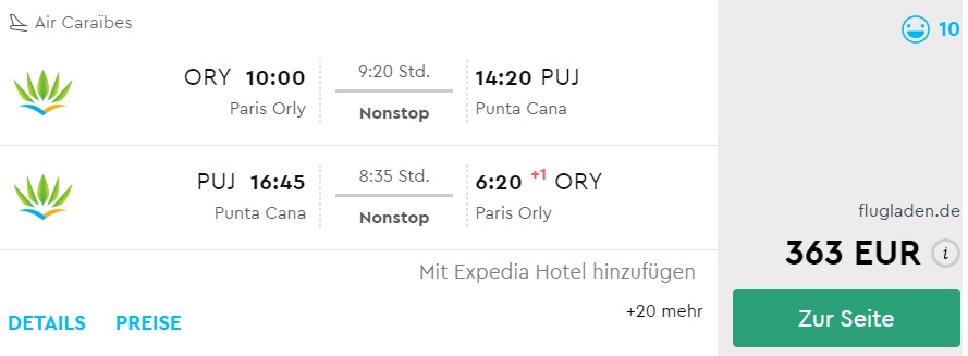 Non Stop flights from Paris to the DOMINICAN REPUBLIC