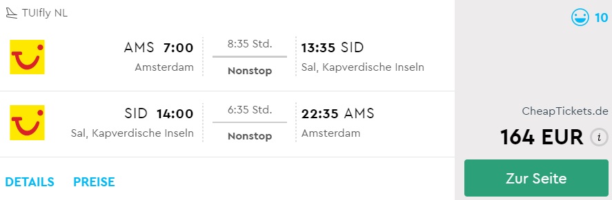 cheap direct flights from amsterdam to cape verde
