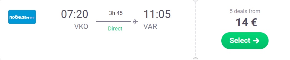 cheap flights to varna from moscow russia