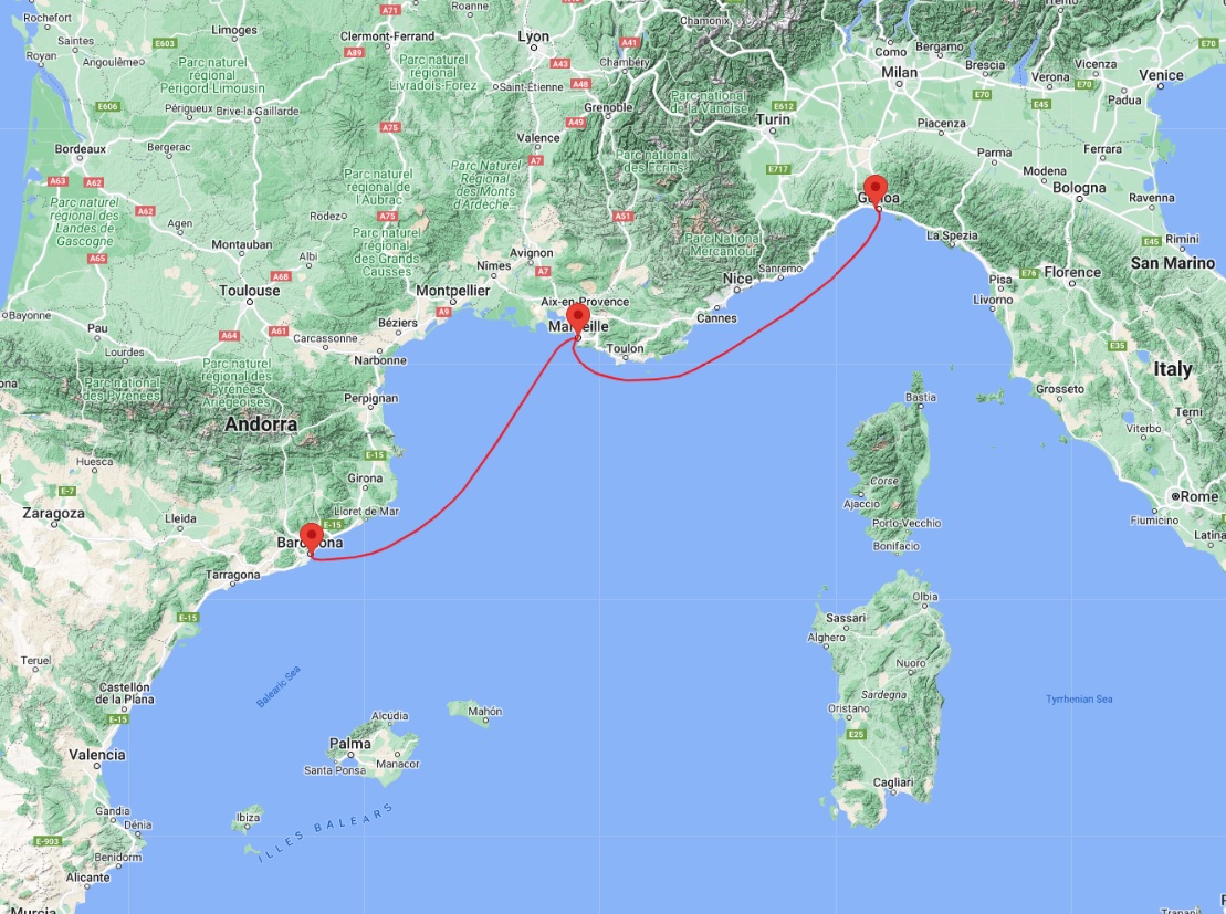 cruise from Barcelona to Genoa (ITALY)