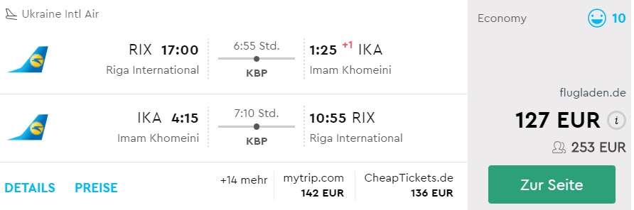 flight tickets to iran from riga