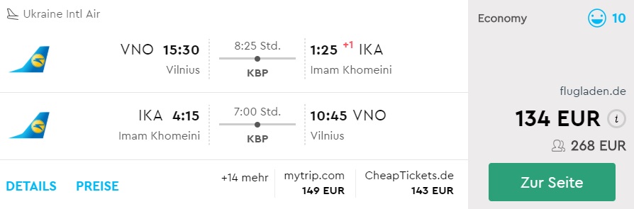 flight tickets to iran from vilnius - TravelFree