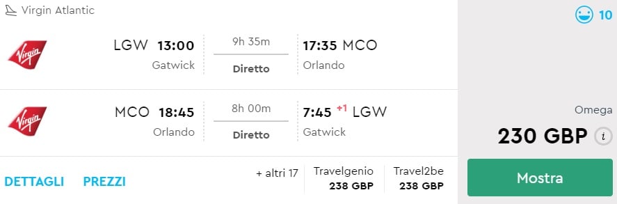 non stop flights from london to orlando florida