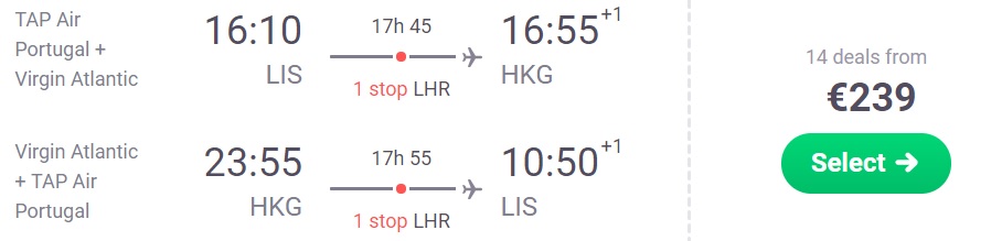 Cheap flights to HONG KONG from Lisbon
