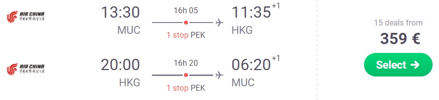 Cheap flights to HONG KONG from Munich Germany