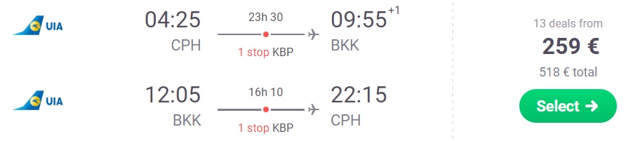 Cheap flights to THAILAND from Copenhagen Denmark