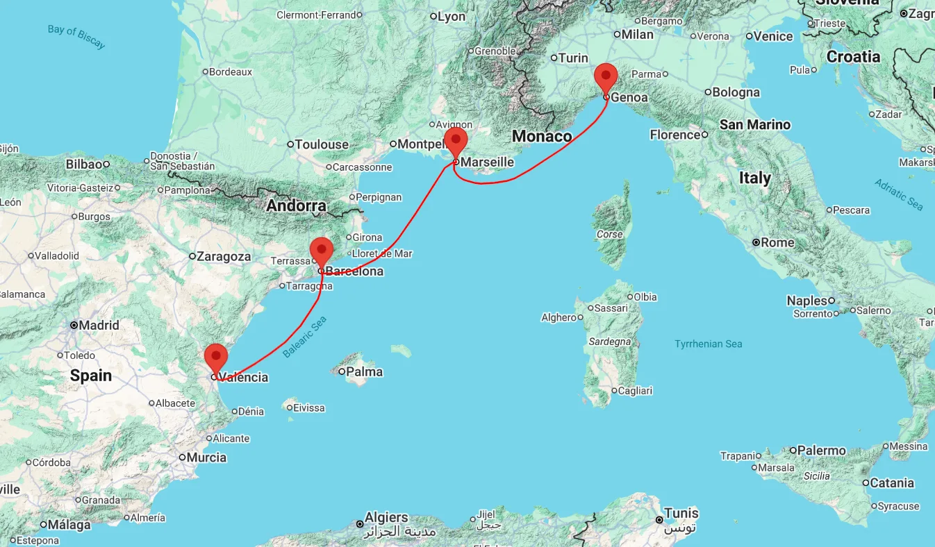 Cruise from Valencia to Genoa