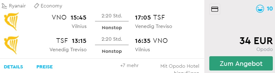 Direct flights to VENICE from Lithuania