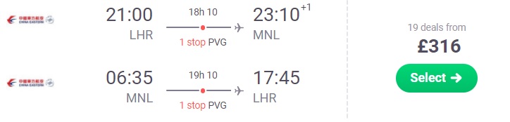 Flights from London to MANILA PHILIPPINES