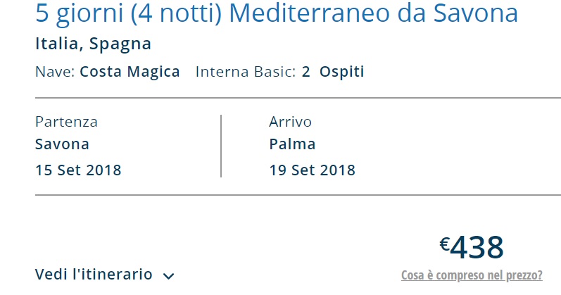 Full Board cruise from Italy to PALMA MALLORCA