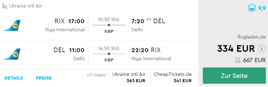 HIGH SEASON Cheap flights to INDIA from Riga