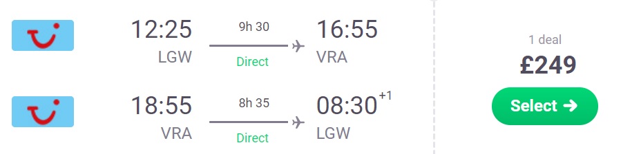 Non-Stop flights from London to CUBA Varadero