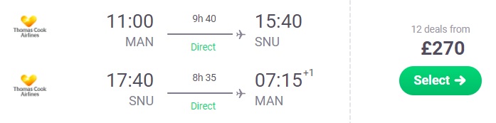 Non-Stop flights from Manchester to CUBA