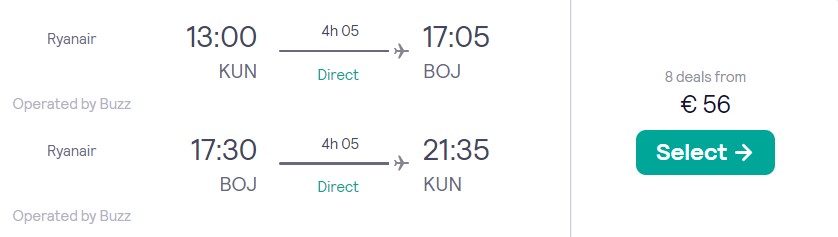 cheap flights from Kaunas to BURGAS