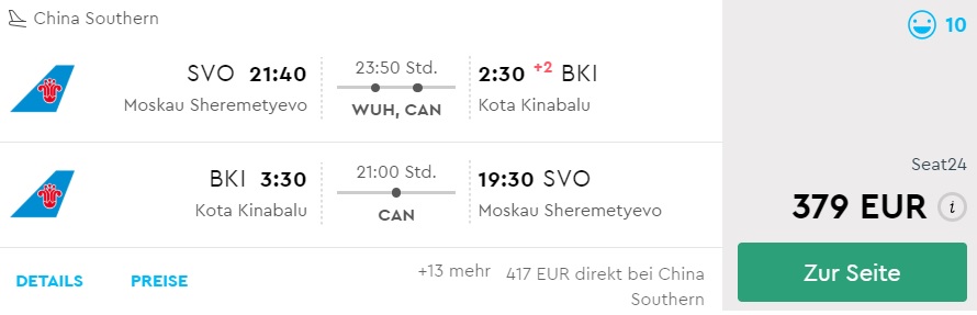 cheap flights from moscow to borneo