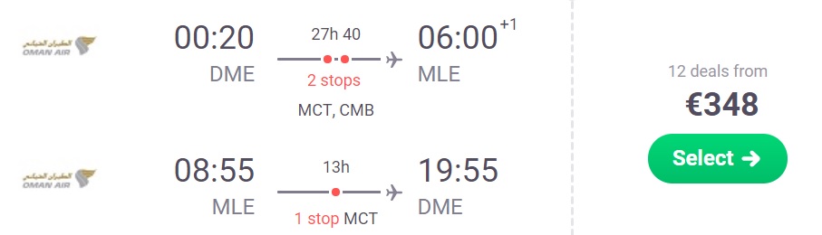 cheap flights from moscow to maldives