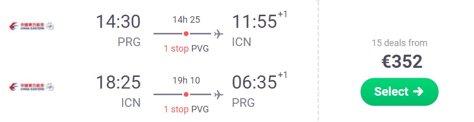 cheap flights prague seoul