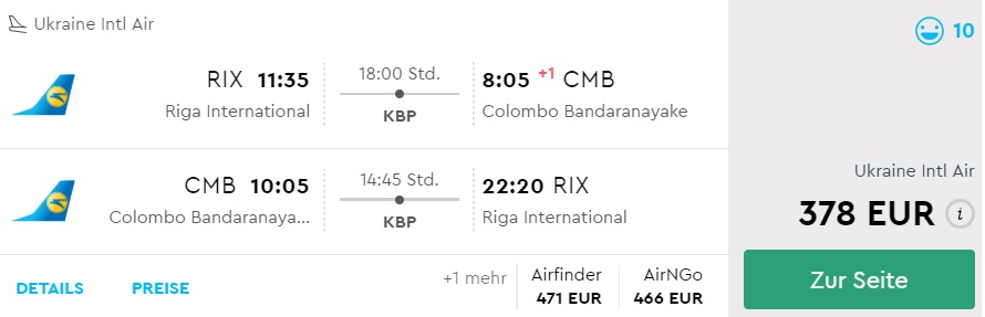 cheap flights to sri lanka from riga