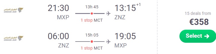 CHEAP Flights from Milan to ZANZIBAR