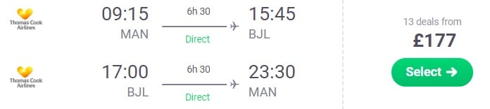 Cheap flights Manchester UK GAMBIA