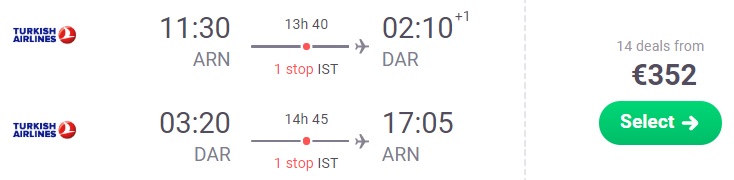 Cheap flights from Stockholm to TANZANIA Dar Es Salaam