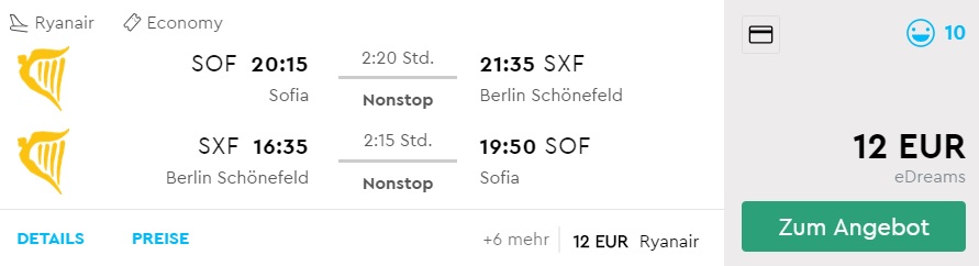 Cheap flights from sofia to berlin