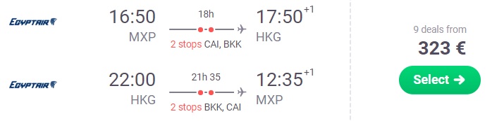Cheap flights to HONG KONG from Italy