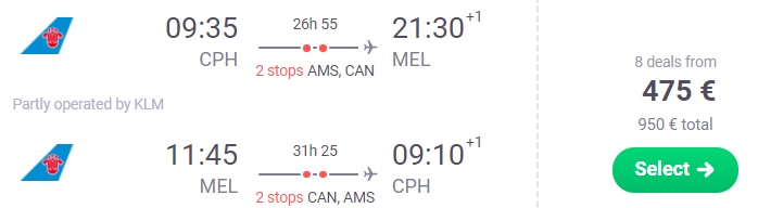 Cheap flights to Melbourne AUSTRALIA from Copenhagen