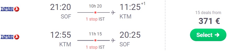 Cheap flights to NEPAL from Bulgaria Turkish Airlines!