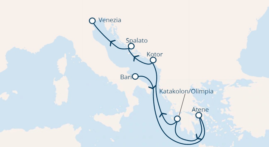 Full Board cruise Italy, Greece, Montenegro, Croatia