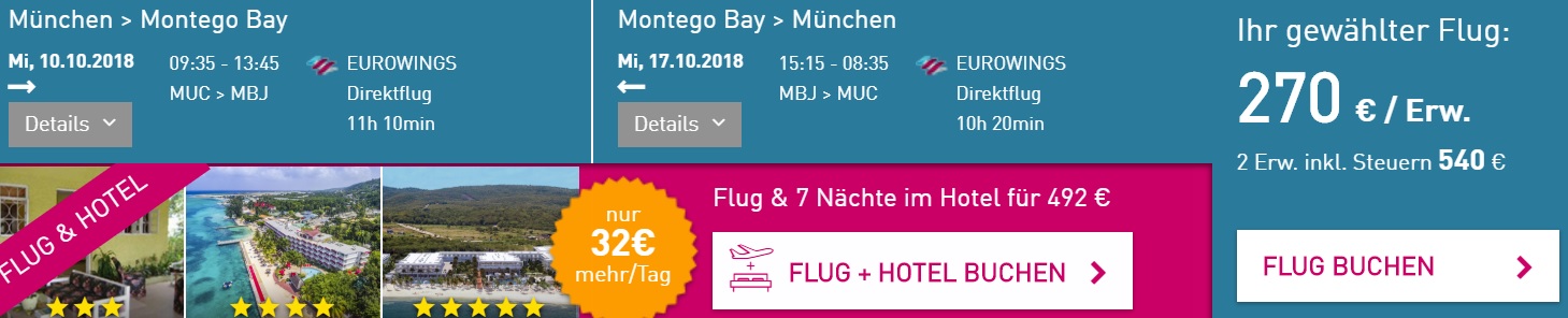 LAST MINUTE Direct flights from Munich to JAMAICA