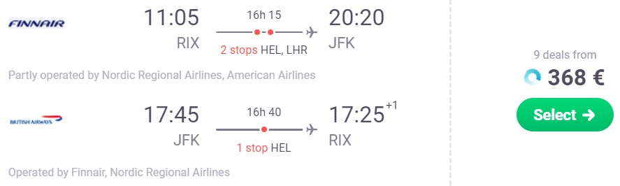XMAS and New Year Flights to NEW YORK from Riga