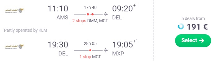 amsterdam delhi milan
