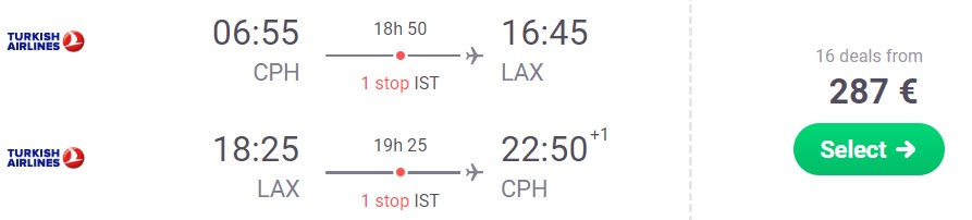 cheap flights Copenhagen LOS ANGELES Turkish Airlines!