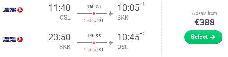 cheap flights from oslo to thailand