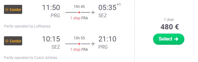 cheap flights from prague to seychelles