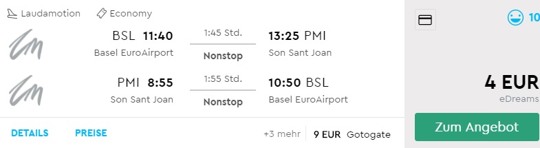 cheap flights to PALMA MALLORCA from Basel