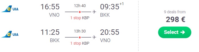 cheap flights vilnius bangkok