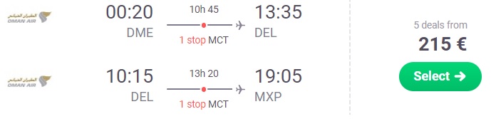 moscow delhi milan
