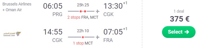 prague jakarta frankfurt