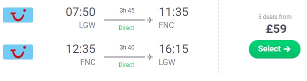 CHEAP Non stop flights from the UK to MADEIRA